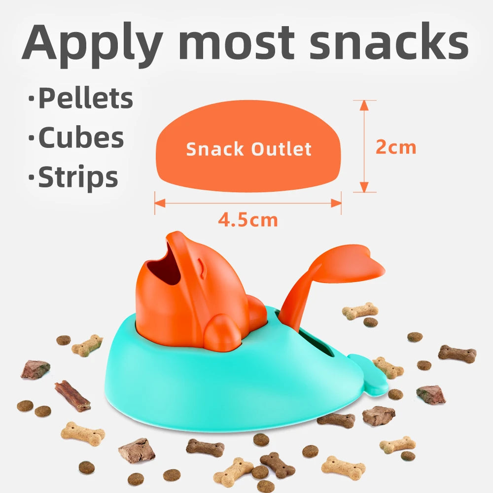 Interactive Cats Treat Dispenser Toy Cute Whale Shape IQ Puzzle Slow Feeder Fun Training Pet Launcher Toys for Kittens Small Dog