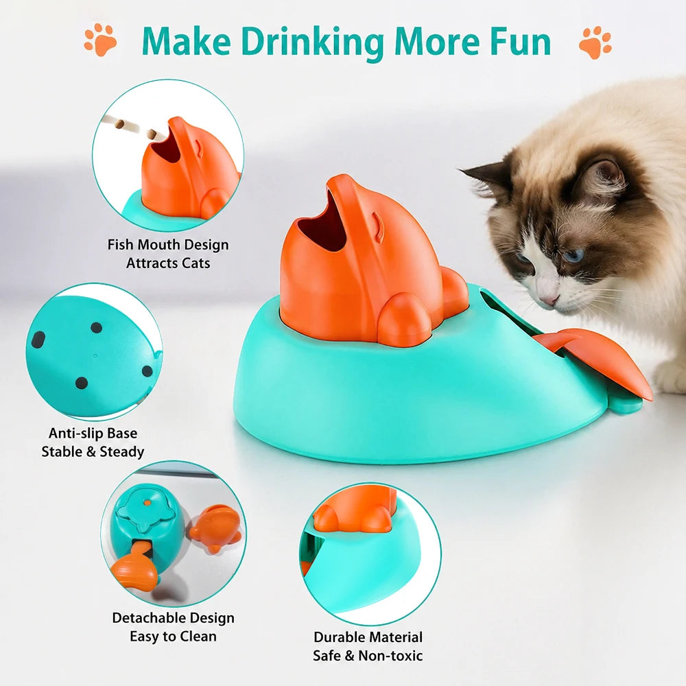 Interactive Cats Treat Dispenser Toy Cute Whale Shape IQ Puzzle Slow Feeder Fun Training Pet Launcher Toys for Kittens Small Dog