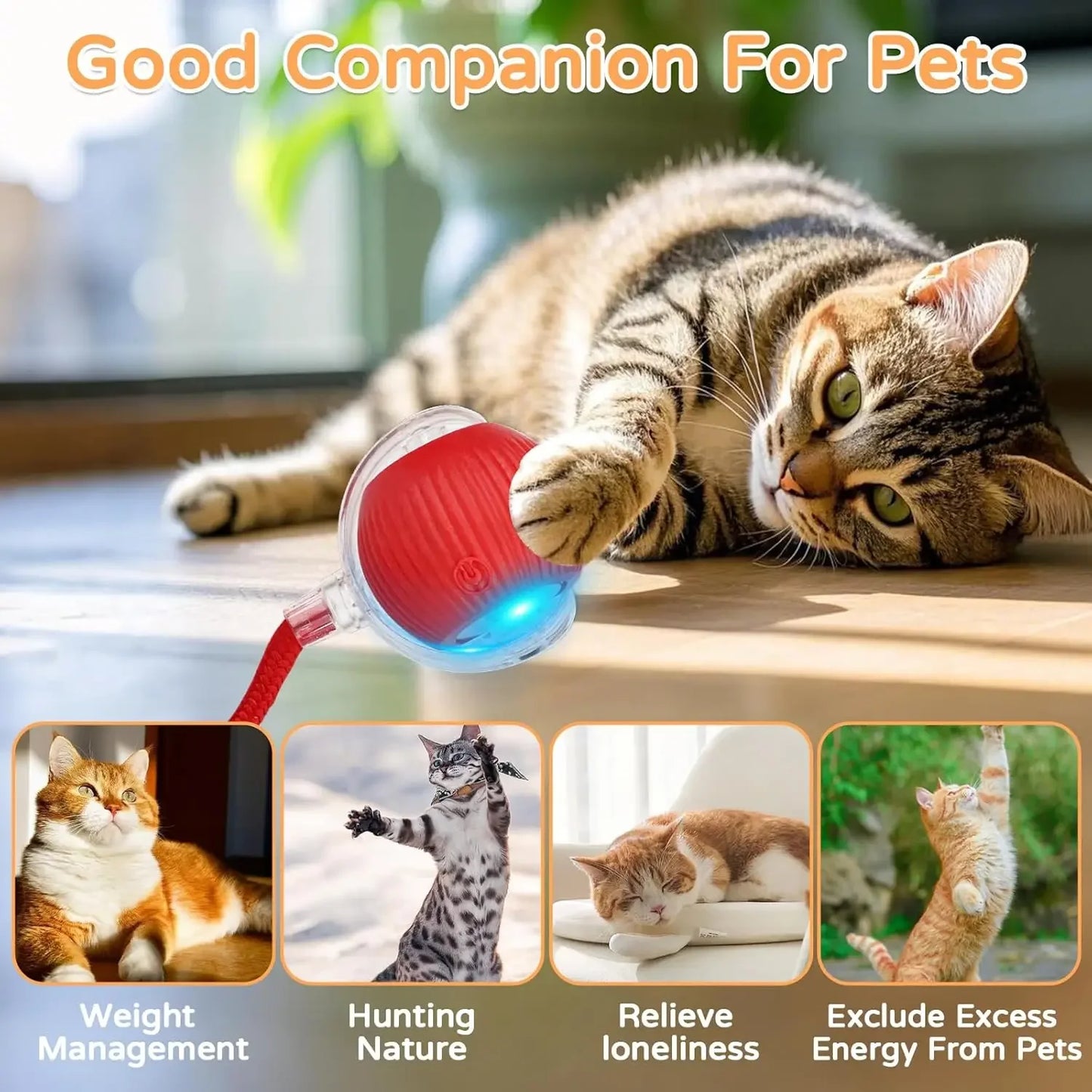 MouseChase™ Smart Rolling Cat Toy with Faux Tail