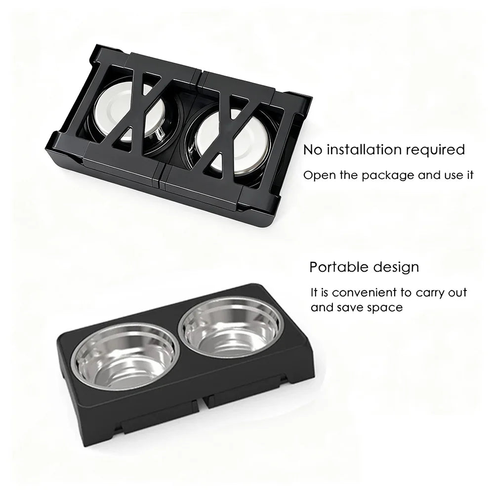 ElevaBowl™ Adjustable Elevated Dog Feeder with Stainless Steel Bowls