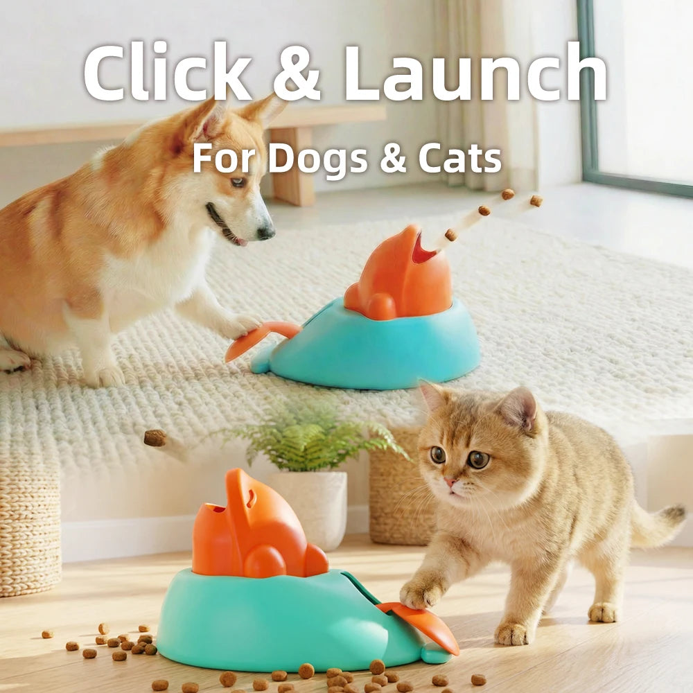 Interactive Cats Treat Dispenser Toy Cute Whale Shape IQ Puzzle Slow Feeder Fun Training Pet Launcher Toys for Kittens Small Dog