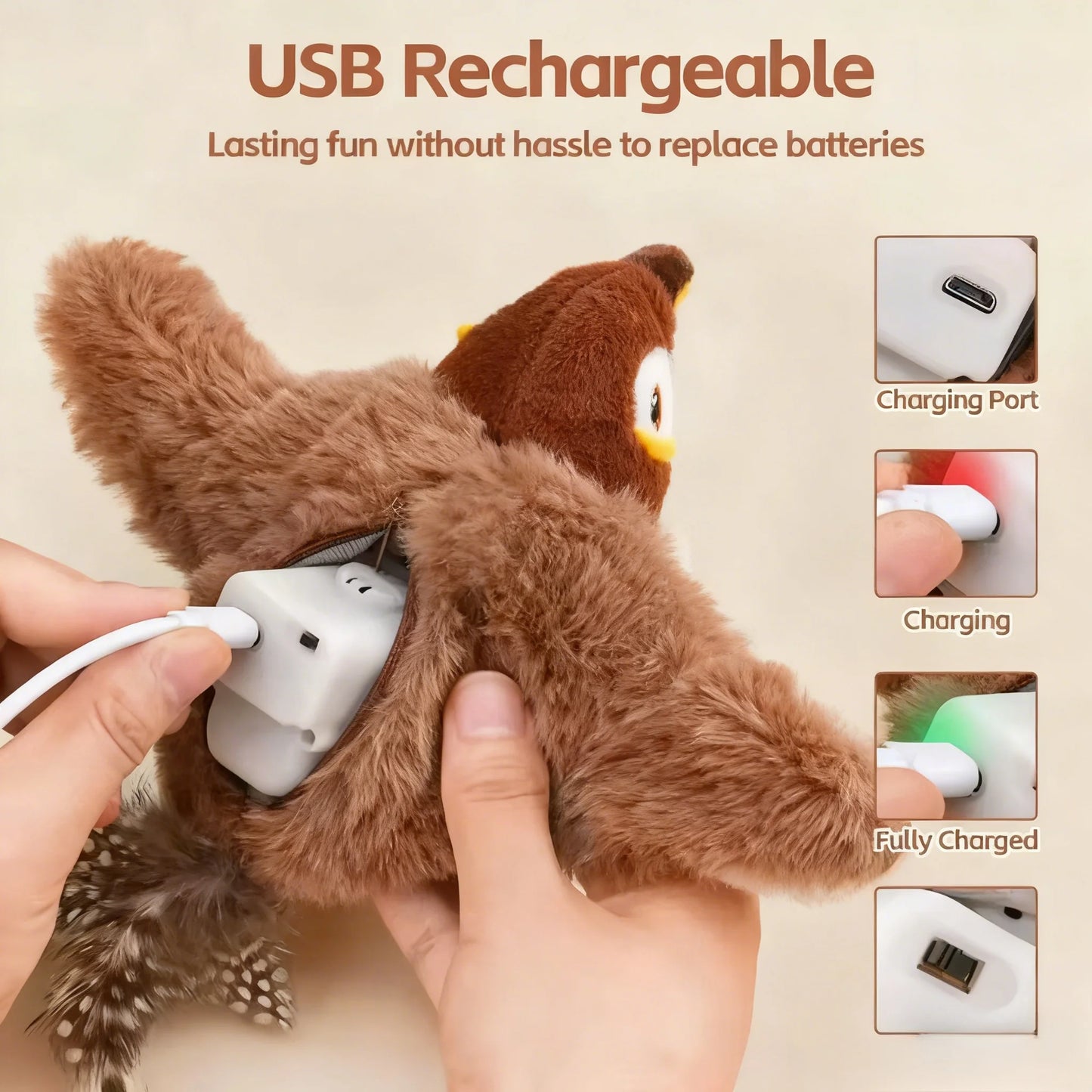 ChirpWing™ Rechargeable Touch-Activated Bird Toy for Cats & Dogs