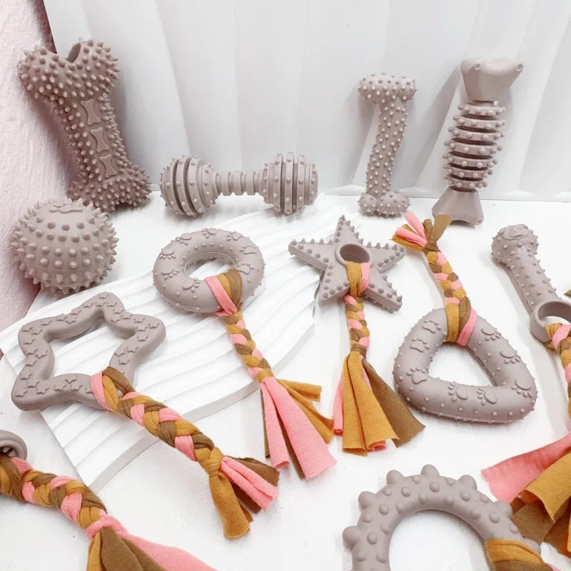 ChewBuddy™ Durable Rubber Chew Toy Set for Puppies & Small Dogs