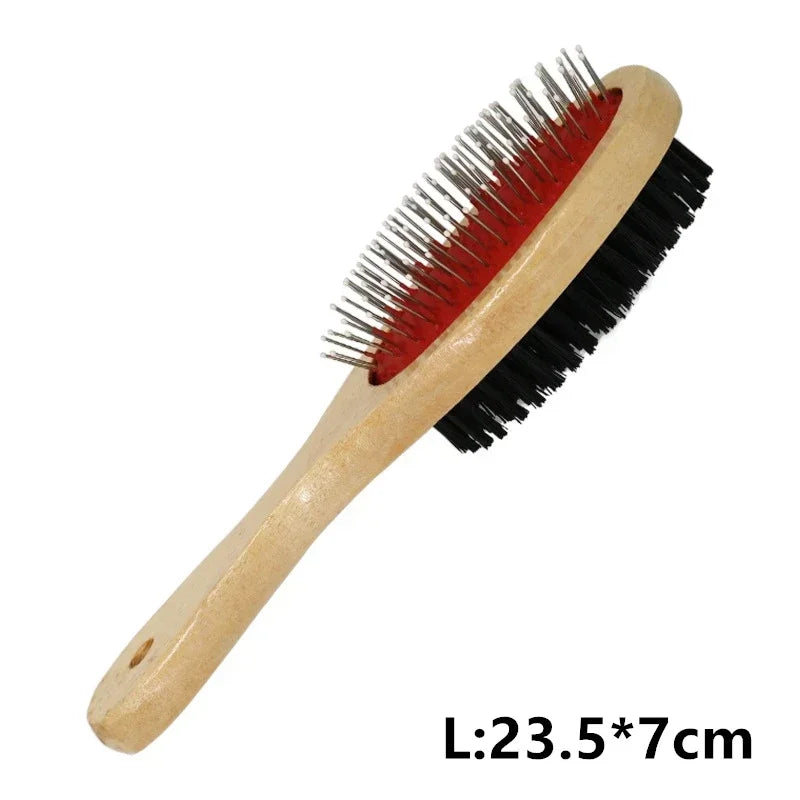 DualGroom™ 2-in-1 Wooden Grooming Brush for Dogs & Cats