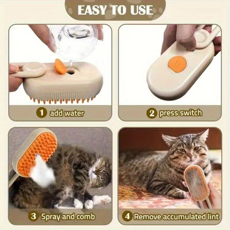 PurrSpa™ 3-in-1 Steam Grooming Brush for Cats