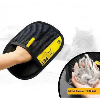 Pet Cats Hair Remover Gloves Electrostatic for Dogs Reusable Washable Grooming Glove with 2-In-1 Lint Roller Brush