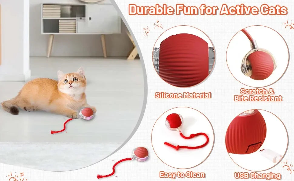 MouseChase™ Smart Rolling Cat Toy with Faux Tail