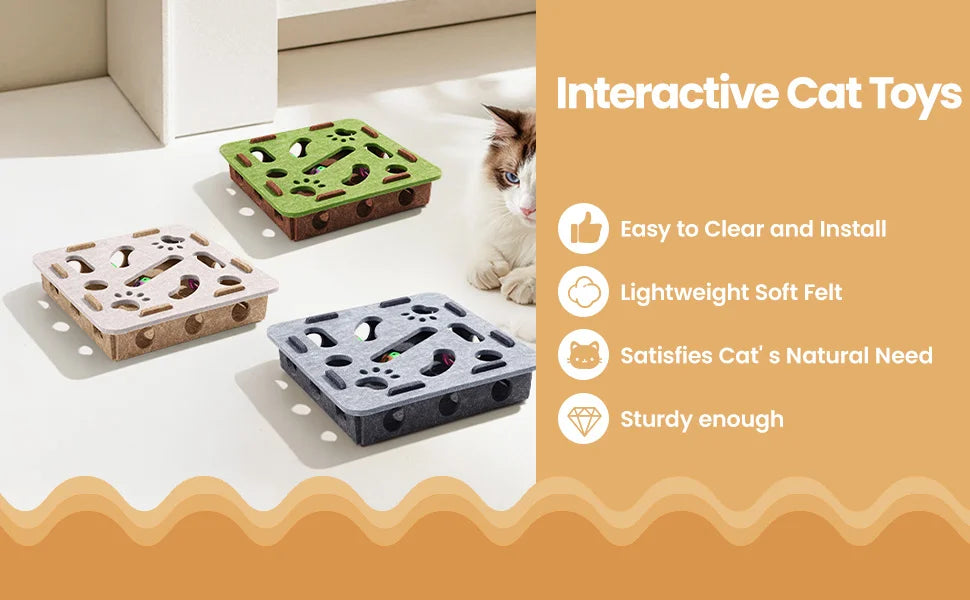 PurrPuzzle™ Interactive Cat Maze Toy with Bell Balls