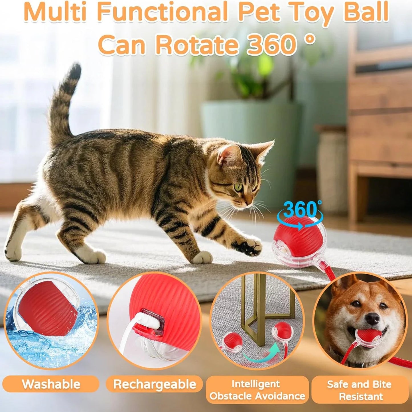 MouseChase™ Smart Rolling Cat Toy with Faux Tail