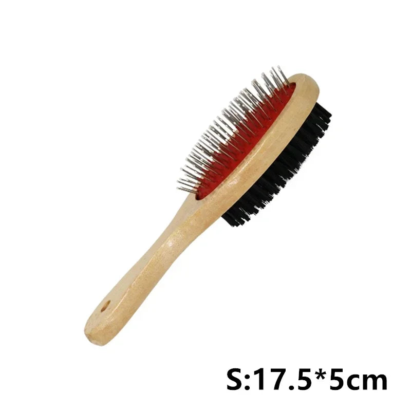 DualGroom™ 2-in-1 Wooden Grooming Brush for Dogs & Cats