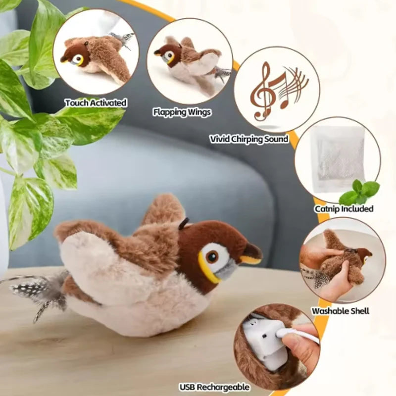 ChirpWing™ Rechargeable Touch-Activated Bird Toy for Cats & Dogs